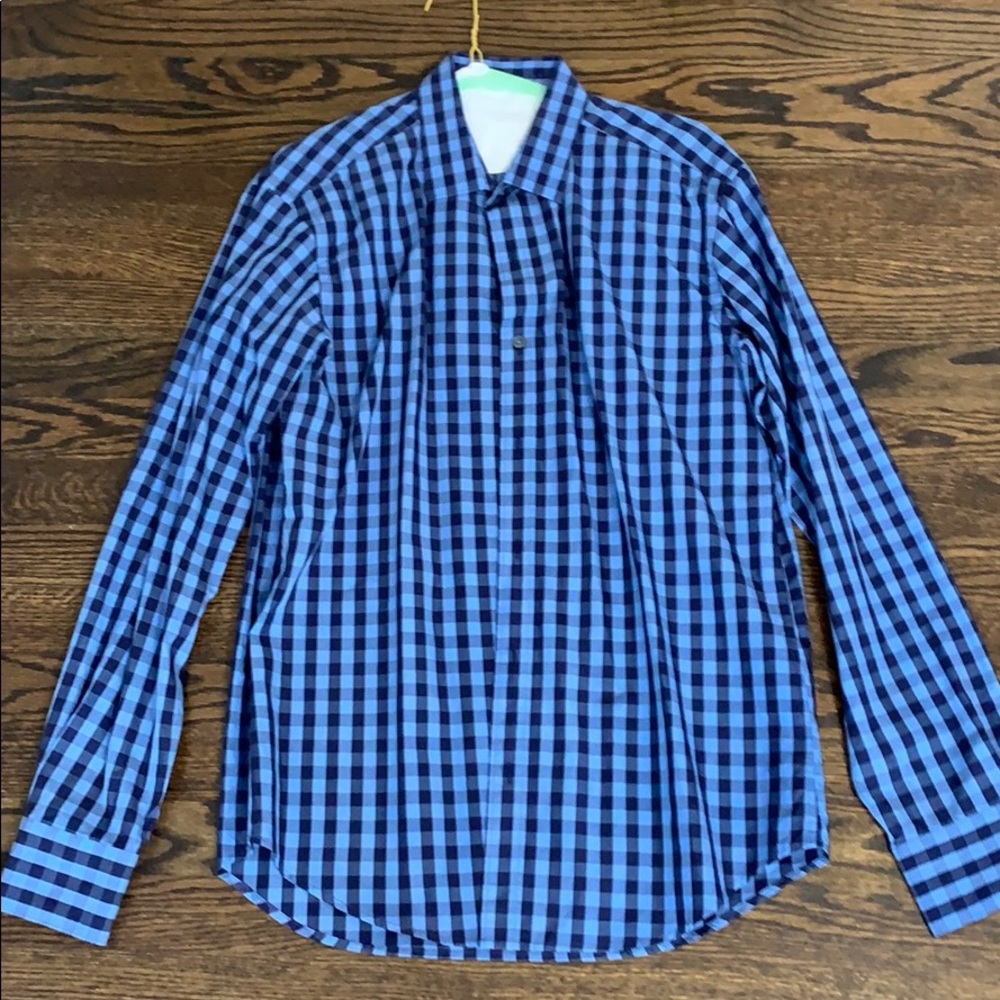 Blue checkered Bugatchi button down